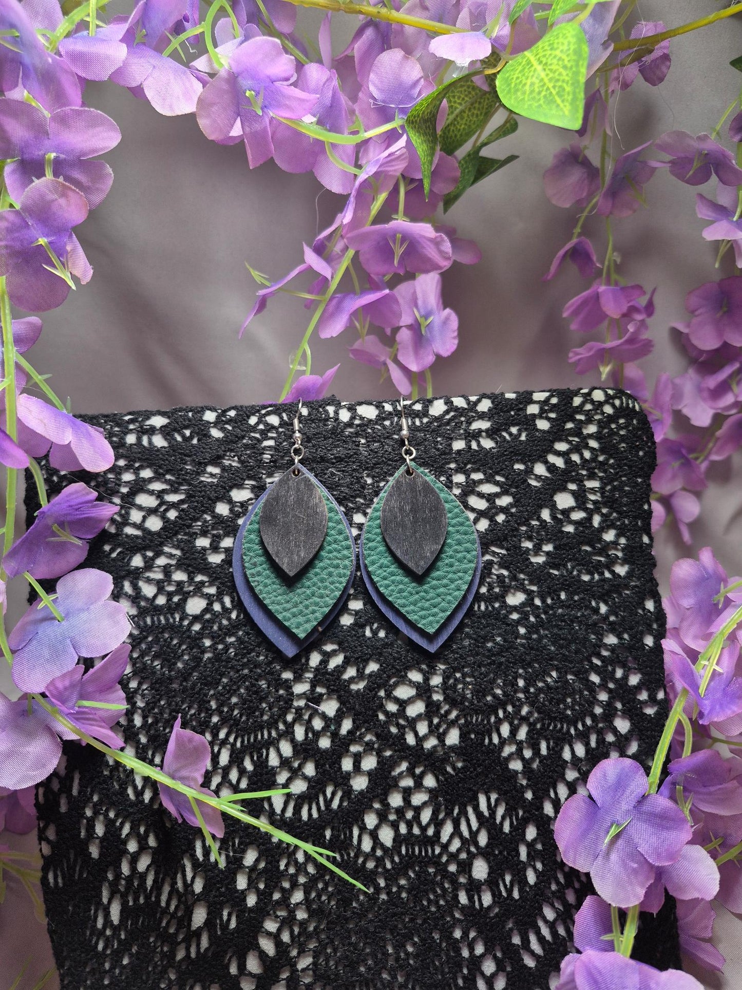 Boho Wood Leather Earrings