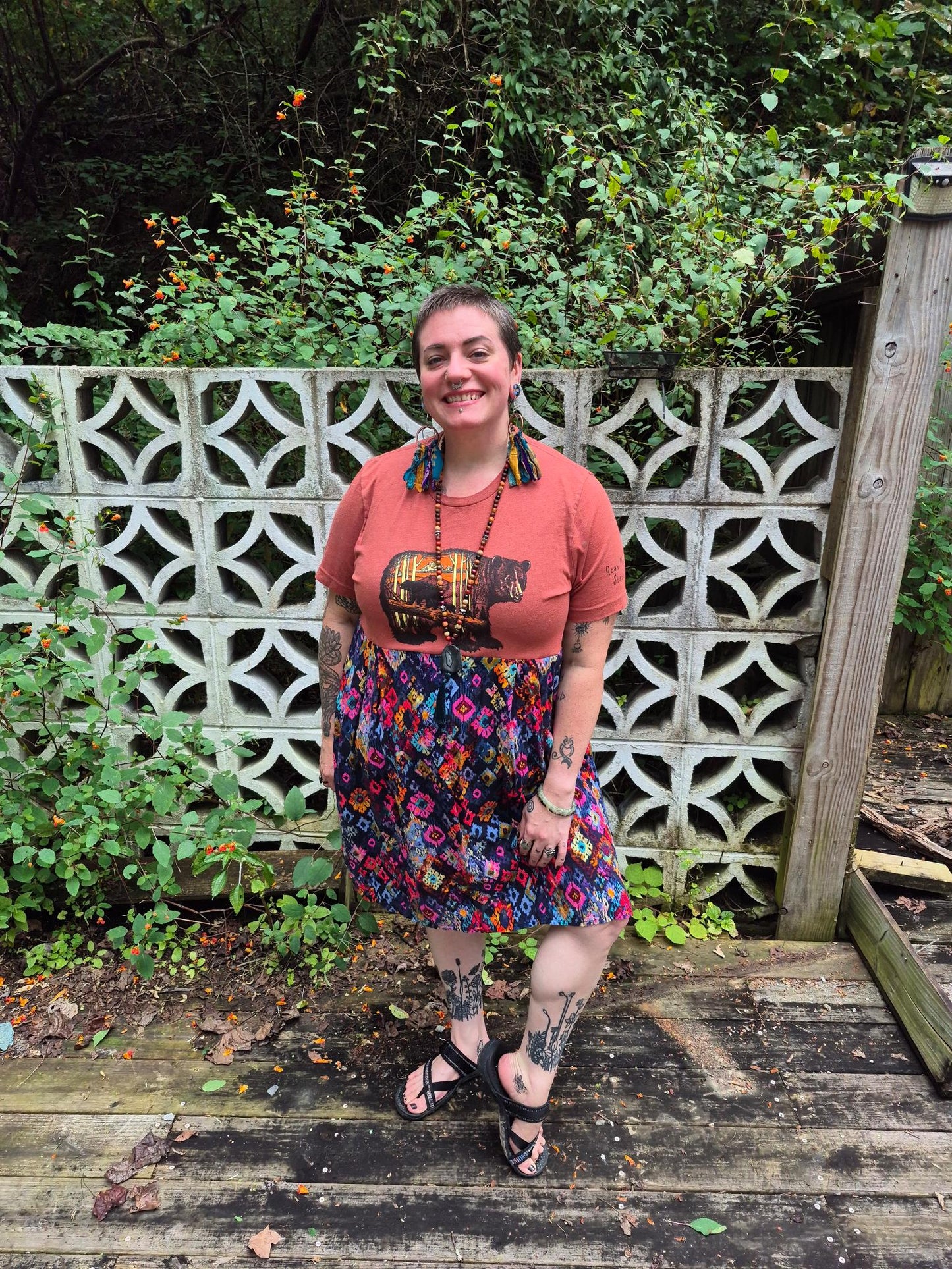 Boho Upcycled T-Shirt Dress