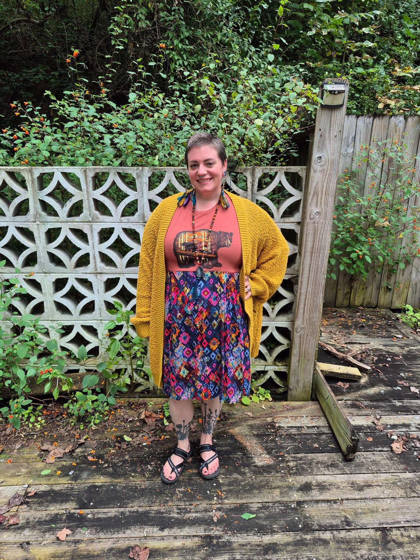 Boho Upcycled T-Shirt Dress